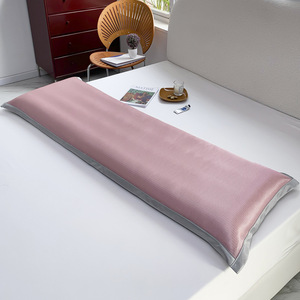 Cooling Ice Silk Long Pillowcase 1.5M Rectangle Plain <b>Light</b> Gray Home Couple Use - Product Image 3