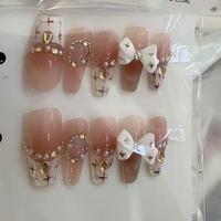 Uñas Postizas Decorativas 3D, Diseño Aleatorio, 10 Piezas/Juego, Uñas Postizas Bonitas para Mujeres Jóvenes