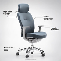 Chaise de bureau de direction à dossier haut au design moderne, avec appui-tête en tissu chauffant, hauteur réglable, pieds en aluminium - Utilisation à domicile, au bureau ou à l'hôpital