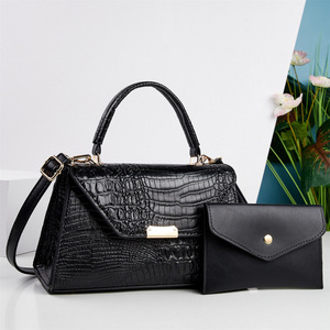Conjunto de Bolsos con Estampado de Cocodrilo, Color Negro, Tamaño Mediano, Bolso de Hombro Individual, Uso Diario - Product Image 1