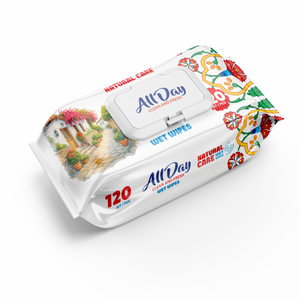 Lingettes humides écologiques Allday, formule douce, 120 feuilles pour le nettoyage quotidien et l'hygiène, vente en gros - Product Image 1