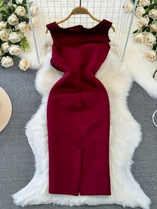 Abito da sera elegante e raffinato da donna, con fiori 3D, senza maniche, scollo rotondo, vita <span class=keywords><strong>aderente</strong></span>, lunghezza media, modello bodycon. - Product Image 3