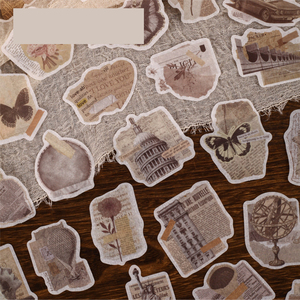 สติกเกอร์แบบมีกาวในตัว 20 แผ่น/แพ็ค ชุดสติกเกอร์ลายหนังสือพิมพ์เก่า สไตล์เรโทร ไม่ต้องตัดแต่ง สำหรับตกแต่งสมุดแพลนเนอร์ - Product Image 4