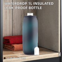 Bouteille isotherme Waterdrop Australian Open 2026 en acier inoxydable 600 ml, anti-fuite, sans BPA, garde les boissons froides 6-12h, avec poignée