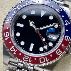 Đồng hồ cơ tự động của nam giới với màu đỏ và màu xanh xoay bezel hiển thị thời gian kép đồng hồ thép không gỉ - Product Image 2