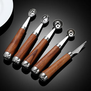 Rosewood <b>Ice</b> <b>Cream</b> Scoop Set 304 Stainless Steel Manual Fruit <b>Ball</b> Scoop For Platter Making - Product Image 4