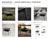 Table de camping pliante en aluminium, hauteur réglable, avec sac de rangement en filet - Utilisation pour le camping, la plage, les pique-niques, la chasse et les sorties en plein air