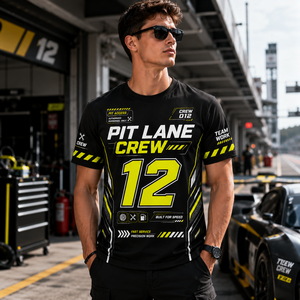 Outdoor Sports Racing Fan <b>Tshirt</b> Full Sublimation Contrast Color Number Print Mens Casual Short Sleeve Fan Racing Shirts - Product Image 1