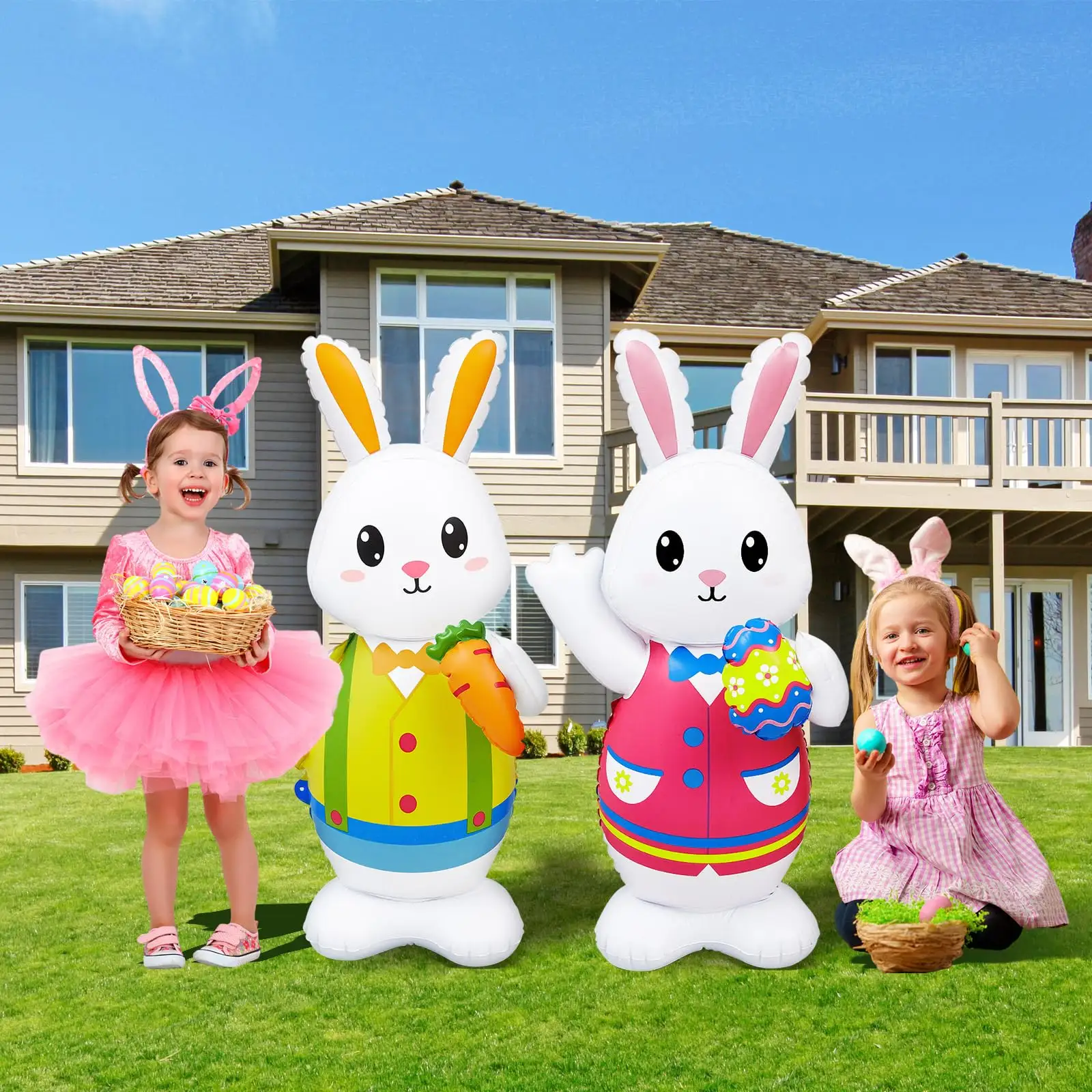 Pasen Inflatables Konijn Pvc Vakantie Feesttuin Indoor Buiten Tuin Gazon Bunny Decoraties