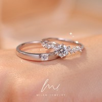 Luxe Réel S925 En Argent Sterling 0.5 1CT Carat VVS Moissanite Diamant De Mariage Fiançailles Couple Anneaux Ensemble Pour Amant Femmes Hommes