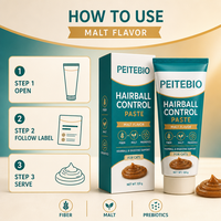 Pâte anti-boules de poils PEITEBIO pour chats avec fibres de malt et prébiotiques, saveur malt, soutien digestif et anti-boules de poils, 120g