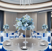 Boule de fleurs en soie bleue de haute qualité, personnalisée, 30 cm-80 cm, grande composition de roses artificielles, centre de table romantique pour mariage