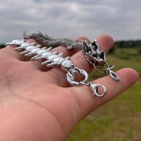 Bracelet Bestseller Style Hip-hop Y2K pour Hommes, Accessoires Punk, Alliage de Zinc, Bracelet Centipède & Dragon Chinois 3D, Fermoir Mousqueton