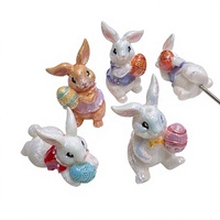 Perles de lapin en acrylique plaqué UV 42*19mm, perles de lapin de Pâques pour la fabrication de bijoux
