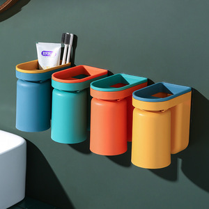 <b>Toothbrush</b> <b>Holder</b> Wall Mounted Rectangular Modern Easy To Clean Bathroom Storage Cup For Couples - Product Image 1