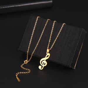 Suake — collier élégant avec symbole Musical, pendentif trible G Clef, en acier inoxydable, plaqué or véritable, bijoux à breloque musicale - Product Image 5