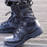 Nouvelles bottes tactiques d'hiver montantes en cuir microfibre respirant avec doublure en maille et semelle en caoutchouc, à lacets, pour homme, idéales pour l'extérieur