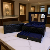 Boîte de rangement de luxe en PU et velours pour bijoux, grand coffret carré pour bagues, boucles d'oreilles, colliers et bracelets, idéal pour offrir