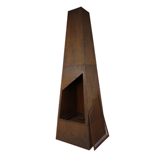 Camino da giardino ruggine campanelli da esterno in acciaio Corten Chimenea in acciaio fatto a mano con <span class=keywords><strong>griglia</strong></span> per barbecue e piramide <span class=keywords><strong>quadrata</strong></span> moderna da Poker - Product Image 4