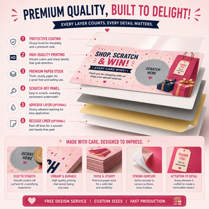 Bulk Custom Retail Shop Promotion Scratch Cards Wholesale Full Color Printed Shopping Thank You Scratch Off Win Reward Cards - Product Image 3