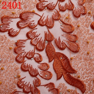 Pháp Hạt Ren Vải Rượu Vang Mới Nhất Châu Phi Lưới Vải Tuyn Ren 5 Yards Nigeria Vải Ren Guipure Chất Lượng Cao 2401 - Product Image 2