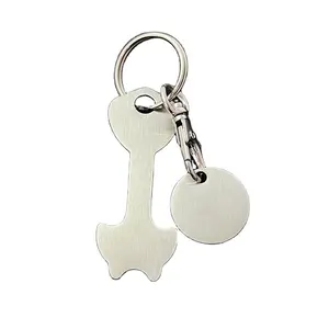 Stainless steel keranjang belanja DIY token garpu logam keychain dimasukkan untuk membuka troli token koin Euro keyring logam