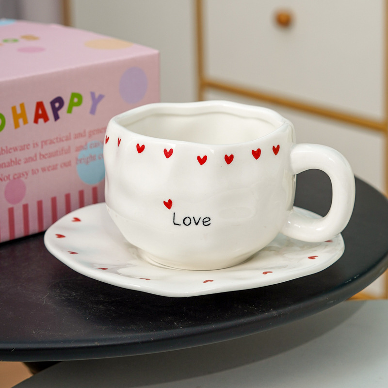 Taza y plato Jl-1060-007p - Corazón + Amor