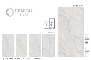 GRIGEO BIANCO Azulejos de porcelana pulida de 9mm 600x1200MM / 24X48 Diseño clásico moderno Azulejos de ladrillo refractario Premium Certificado-CE - Product Image 2