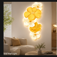 Décoration murale LED Fleur d'orchidée jaune, Art lumineux botanique vertical pour Chambres, Suites d'hôtel, Salons, Réceptions et Espaces contemporains