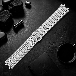 Correa de Reloj de Acero Inoxidable de 22 mm, Correa de Repuesto con Cierre Plegable Plateado para Reloj - Product Image 1