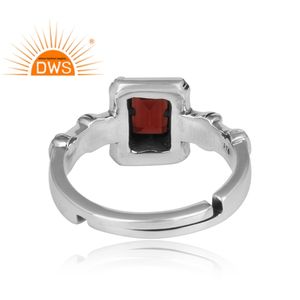 Bague en pierres précieuses grenat naturel demandée Designer Bague en argent sterling 925 oxydée Fabricant de bijoux Collection délicate - Product Image 4