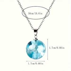 Collana con Sfera di Resina Luminosa che Brilla al Buio, Luna Trasparente, <span class=keywords><strong>Cielo</strong></span> Blu e Nuvole Bianche, <span class=keywords><strong>Gioielli</strong></span> alla Moda per Donne - Product Image 3