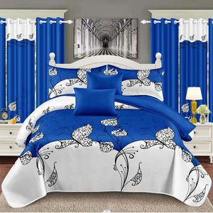Copripiumino stampato con tessuto per la casa blu profondo set copriletto da stampa copriletto in poliestere - Product Image 2