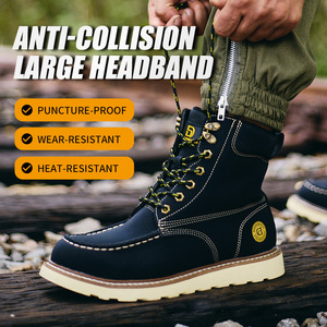 HS788 Hochgeschnittene Mikrofaser-Leder Stahlkappe Durchstichsichere Wasserdichte Sicherheitsstiefel Rutschfeste Gummisohle Fabrik Winter - Product Image 3