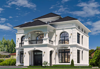 Villa en acier léger de style européen, 3 chambres, 2 salons, maison préfabriquée personnalisable, vente directe d'usine