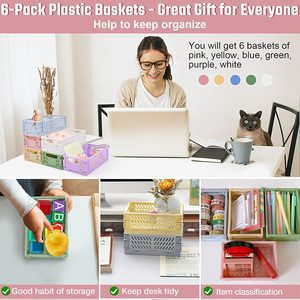 Wholesale Desk Organizer Gift Storage Colorful Collapsible Container <strong>Stackable</strong> Folding Crates Portable Kid Customized <strong>Basket</strong> - Product Image 4