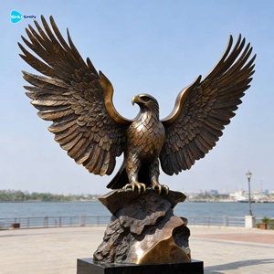 Бронзовая металлическая скульптура орла для уличного декора, изысканная металлическая статуя орла в натуральную величину, бронзовый сокол - Product Image 2