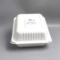 Boîte à hamburger en fibre de bagasse de canne à sucre biodégradable 9x9x3 - Contenant alimentaire jetable pour restaurants