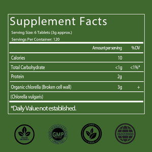 OEM/ODM Hotselling Organic Chlorella <b>Tablets</b>, Broken Cell Wall, Rich in Vegan <b>Protein</b> & Vitamins, Support Immune & Energy - Product Image 2
