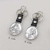 HAOXUAN Porte-clés de voiture rétro en métal argenté antique et PU pour homme, pendentif bijou écologique et tendance