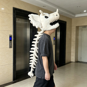 Sweat à capuche amusant en forme de squelette de dinosaure avec dos en peluche, costume de jeu de rôle squelette de dinosaure, décoration de fête d'Halloween - Product Image 4