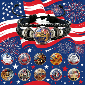 250th Anniversary United States Wrap <b>Bracelet</b> Antique Silver Plated Hemp <b>Rope</b> Classic Patriotic Jewelry Unisex - Product Image 1