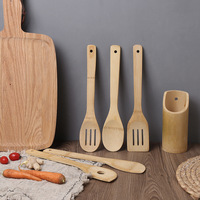 Ensembles d'ustensiles de cuisine en bambou durable et résistant à la chaleur 8 pièces outils de cuisson logo personnalisé ensemble d'ustensiles de cuisine réutilisables