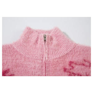 Suéter de Punto Personalizado con Logotipo OEM, Cuello Medio, Informal, con Diseño de Dibujos Animados, Suéter Holgado para Hombre, Chaqueta con <span class=keywords><strong>Cremallera</strong></span> - Product Image 5