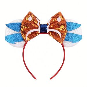 Custom Princess Girls Glitter Sequins <b>Mickey</b> <b>Ears</b> Headband Big Bow Hairband for Cosplay Halloween Party Accessories - Product Image 3