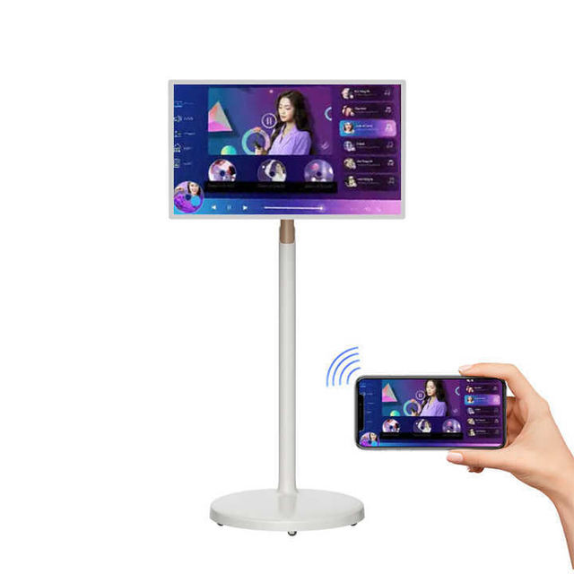 Portable 32-Inch LED HDTV Smart TV Android Touch Display IPS Screen Rotate USB WiFi Floor Standing Battery-Powered 1080p Full HD