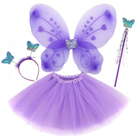 Ensemble de jupe tutu en tulle rose pour filles, ailes de papillon, baguette de fée, bandeau pour déguisement de princesse pour filles, décoration de fête