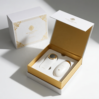 Boîte magnétique personnalisée et boîte cadeau bleue pour ensemble de soins de la peau et emballage de luxe, texture de papier élégante
