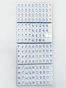 En Stock: Fichas de Mahjong Acrílicas Azules y Blancas al por Mayor para Fiestas y Viajes con Dados Gratis y Bolsa Portátil - Product Image 5