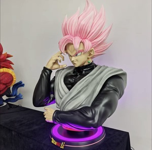 Statue buste de <span class=keywords><strong>Goku</strong></span> <span class=keywords><strong>Black</strong></span> Super Saiyan Rosé grandeur nature 1:1 de Dragon Ball Super avec base lumineuse LED en résine - Product Image 2